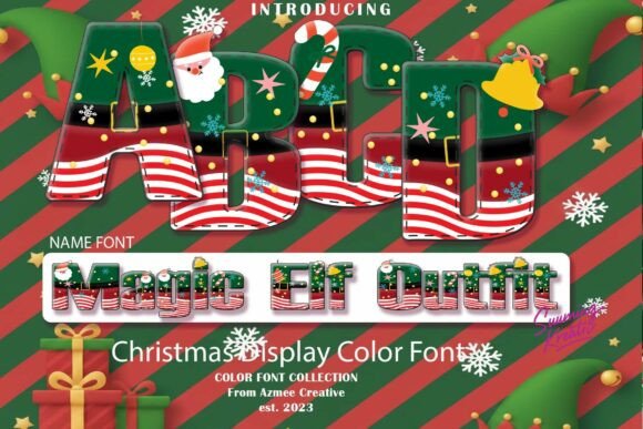 Magic Elf Outfit: A Festive Color Font for Holiday Designs